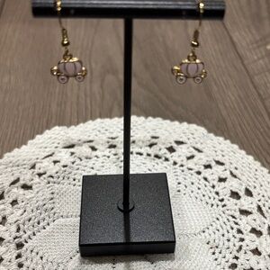 Cute Pink and Gold Carriage Earrings